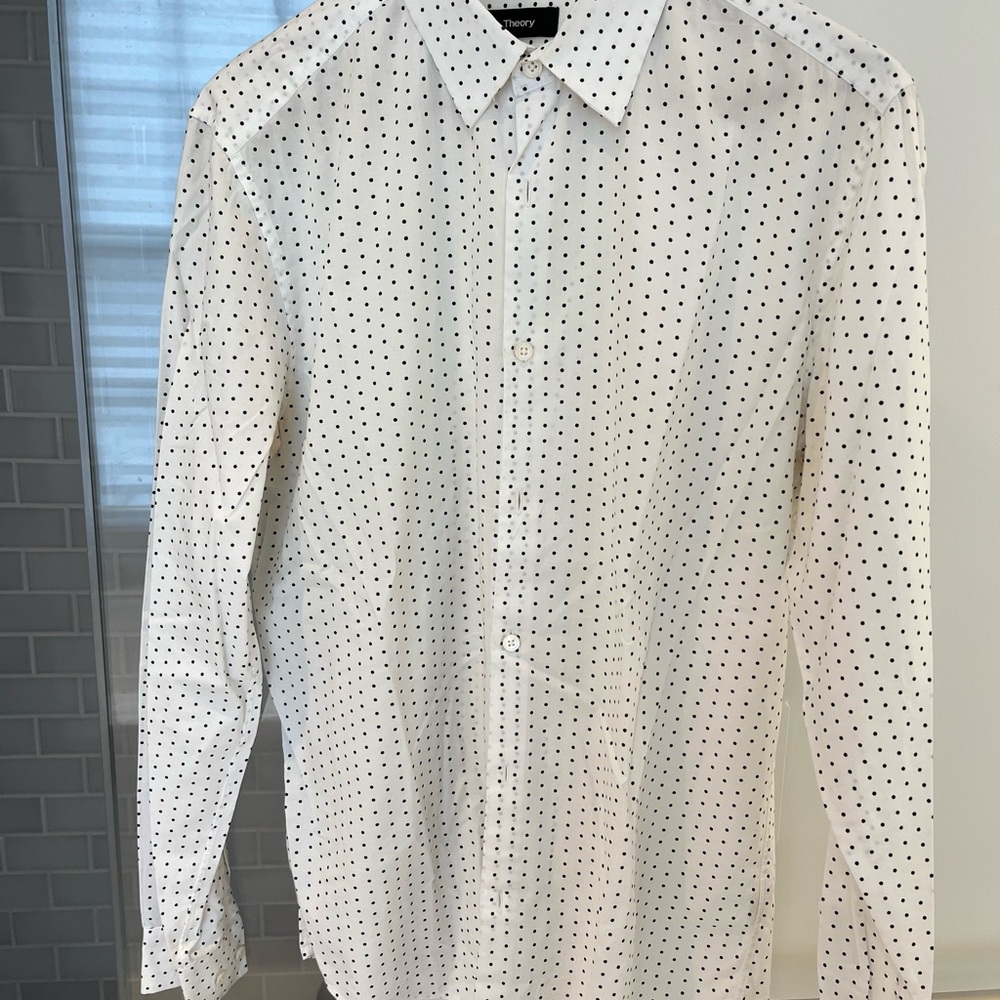 Theory Men's White Polka Dot dress Shirt